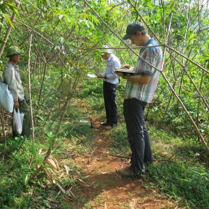 Measurement of the ambient dose rate in the area of a potential rare earth mine in North Vietnam in April 2025. Photo: Conrad Dorer